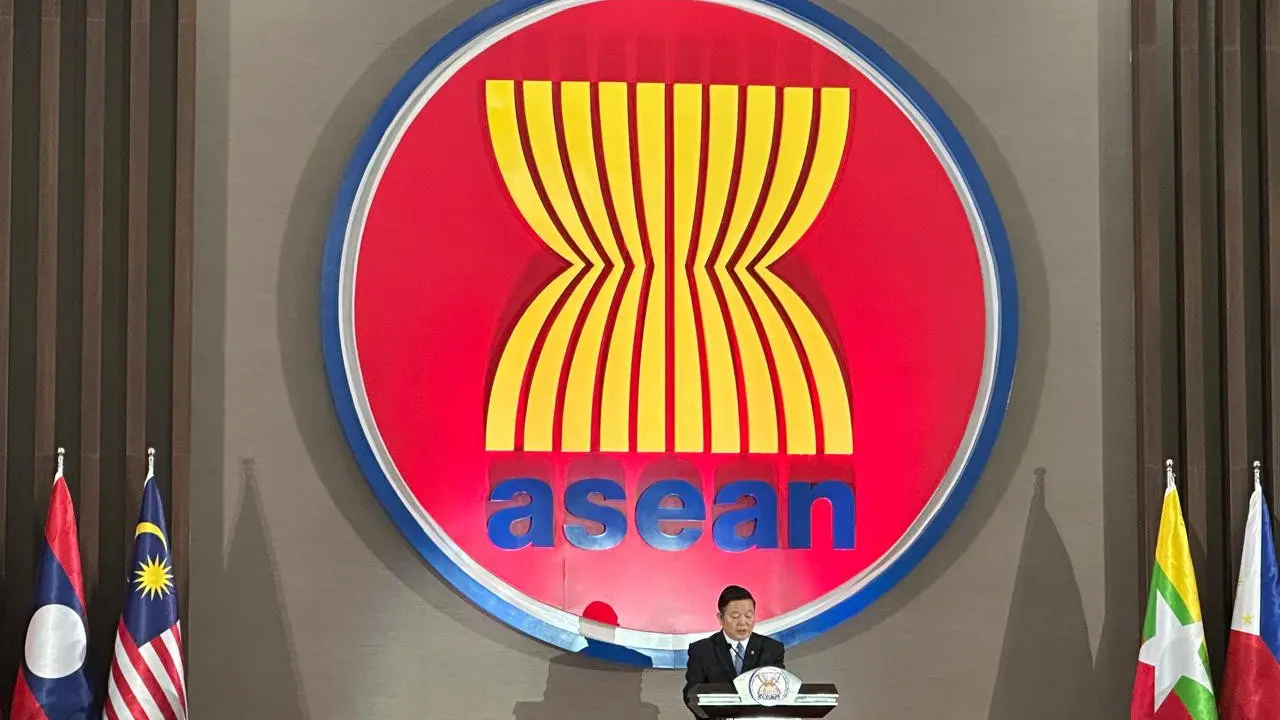 Sekretaris Jenderal ASEAN Kim Kao Hourn dalam acara peringatan 57th ASEAN Day di Kantor Sekretariat ASEAN, Kamis (8/8/2024). (Dok. Liputan6/ Benedikta Miranti)