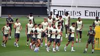 Laga antara Real Madrid vs Osasuna akan berlangsung di Stadion Santiago Bernabeu pada Rabu 20 Agustus 2025 dini hari Waktu Indonesia Barat (WIB). (JAVIER SORIANO/AFP)