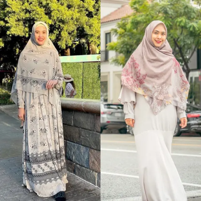 Gaya pakaian Kartika Putri dan Oki Setiana Dewi saat di Amerika Serikat/dok. (@kartikaputriworld/@okisetianadewi)