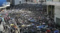 Demo pro-demokrasi Hong Kong dimulai daat perayaan HUT ke-70 RRC (Vincent Thien / AP PHOTO)