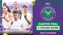 Dapatkan jadwal live stream Wimbledon 2025 Quarter Final di Vidio. Sebagai penikmat tenis, jangan sampai ketinggalan saksikan turnamen Wimbledon 2025 pada babak quarter final hanya di layanan OTT Vidio. (sum. doc. vidio.com)
