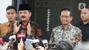 Menko Polhukam Hadi Tjahjanto memberi keterangan terkait pertemuan dengan Mahfud Md di Jakarta, Kamis (22/2/2024). (Liputan6.com/Angga Yuniar)