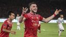 Striker Persija Jakarta, Marko Simic, merayakan gol yang dicetaknya ke gawang Bali United pada final Piala Presiden di SUGBK, Jakarta, Sabtu (17/2/2018). Persija menang 3-0 atas Bali United. (Bola.com/Vitalis Yogi Trisna)