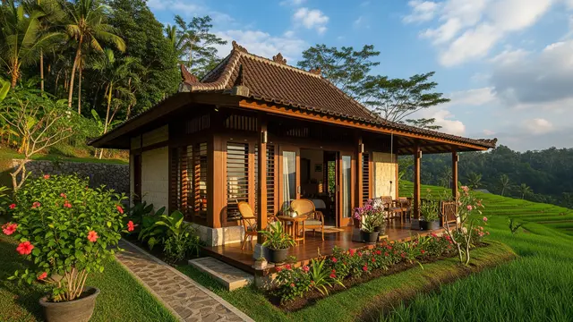 Model Rumah Tropis di Lereng Gunung/ Ilustrasi AI