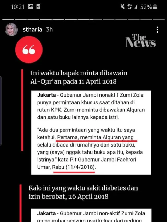 Penjelasan mantan istri Zumi Zola, Sherrin Tharia, mengenai gangguan penglihatan yang dialami mantan suaminya (Instagram Stories)