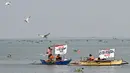 Aksi tersebut untuk mengirim pesan kepada para pemimpin dunia yang menghadiri Konferensi Perubahan Iklim Perserikatan Bangsa-Bangsa (COP29) di Baku, Azerbaijan. (JAM STA ROSA/AFP)