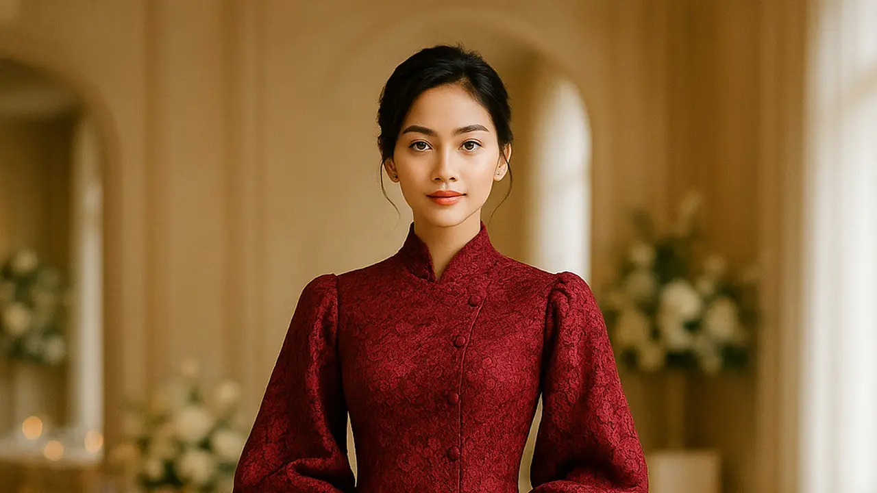Model Kebaya Janggan Brokat Lengan Balon