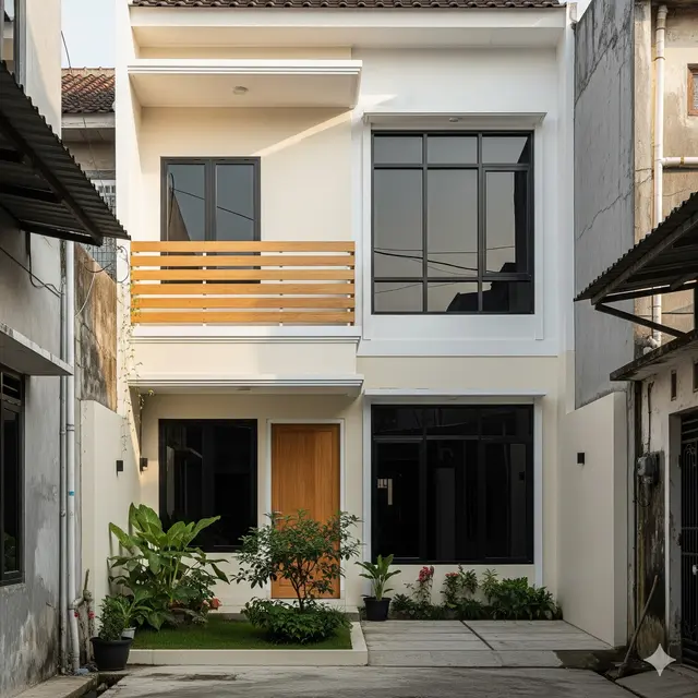 Desain Inovatif Rumah Ukuran 6x9 di Lahan Sempit dalam Gang. Gemini