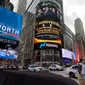 Papan reklame digital Desa Mandiri Budaya  Sabdodadi terpasang di Times Square Kota New York Amerika Serikat. (Dian Kurniawan/Liputan6.com)