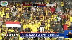 Penyerang Mitra Kukar Fernando Rodriguez Ortega sebagai eksekutor penalti mampu merobek gawang Barito yang dikawal Dian Agus Prasetyo