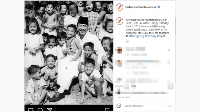 Ucapan Karina Kartika di Ulang Tahun Sukarno, Bagikan Potret Masa Lalu
