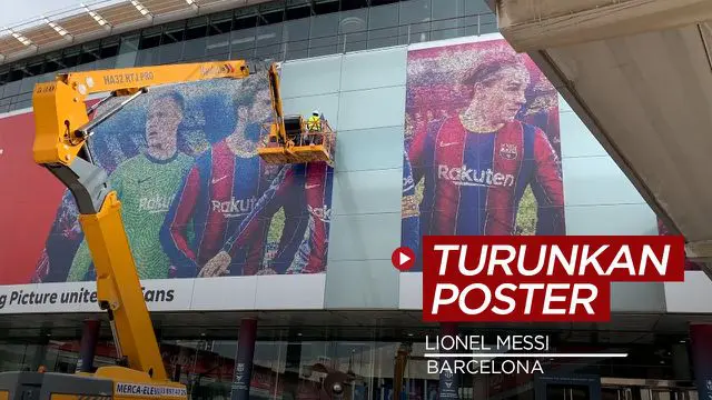 Berita Video Barcelona Turunkan Poster Lionel Messi di Camp Nou