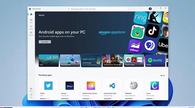 Aplikasi Android bisa didapatkan dari Amazon Appstore dalam Microsoft Store Windows 11. (Microsoft)
