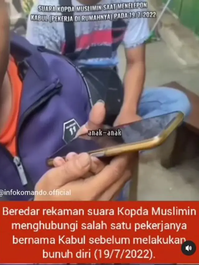 Viral rekaman kopda Muslimin sebelum meninggal diduga bunuh diri tenggak racun. (Foto: Tangkapan layar IG @infokomando)