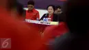 Megawati Soekarnoputri saat menghadiri Rakornas PDI Perjuangan di Menteng, Jakarta, Selasa (21/2). Rakornar tersebut juga membahas terkait Pilkada Gubernur dan Wakil Gubernur DKI Jakarta yang akan memasuki putaran kedua. (Liputan6.com/Faizal Fanani)