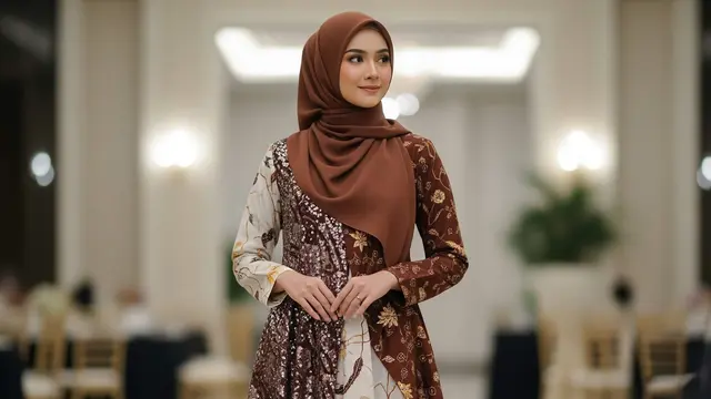 Model Gamis Batik Etnik Asimetris