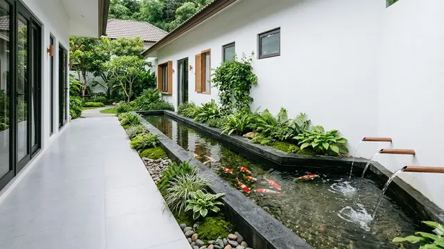 Ide Kolam Ikan Minimalis dengan Suara Gemericik yang Cocok untuk Rumah Kecil. Gemini