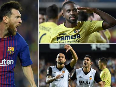 Berikut ini deretan top scorer La Liga Spanyol 2017/2018 hingga pekan kesembilan. (Kolase foto-foto dari AFP)