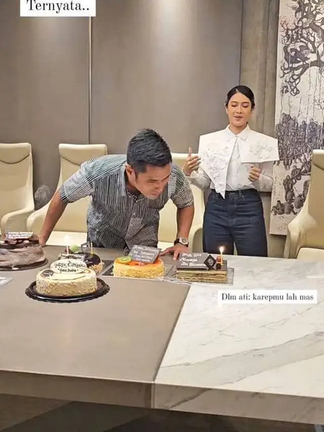Genap Berusia 41 Tahun, Ini 7 Potret Dian Sastro Rayakan Ulang Tahun Suami di Kantor