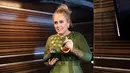 Dalam ajang bergengsi Grammy Awards 2017, Adele memang berhasil membawa pulang lima piala kemenangan dalam lima nominasi. Namun saat menerima salah satu piala, di atas panggung Adele malah melakukan hal yang tak disangka. (AFP/Bintang.com)