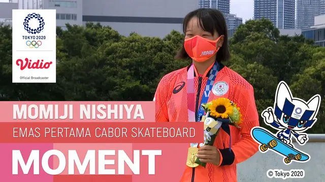 Berita video aksi-aksi impresif dari atlet jepang berusia 13 tahun, Momiji Nishiya, peraih medali emas skateboard di Olimpiade Tokyo 2020, Senin (26/7/2021).