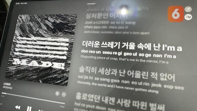 Lyrics Translation & Pronunciation di Apple Music. (Liputan6.com/ Yuslianson)