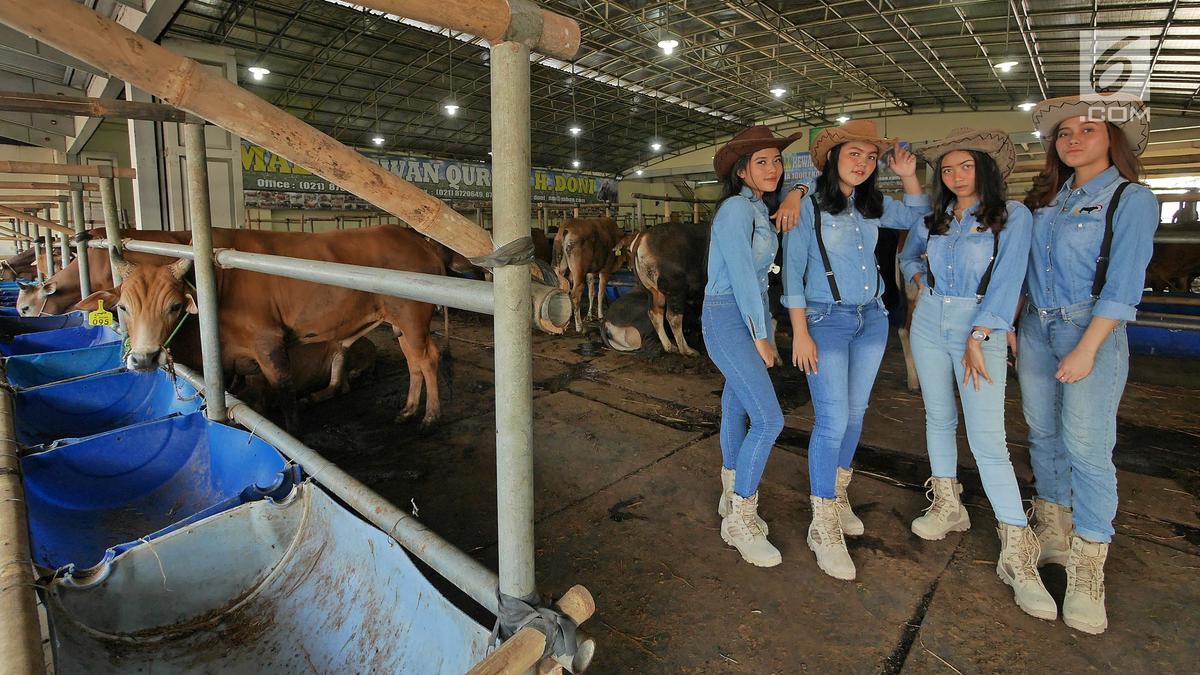 FOTO: Daya Tarik SPG Berkostum Koboi Penjual Sapi