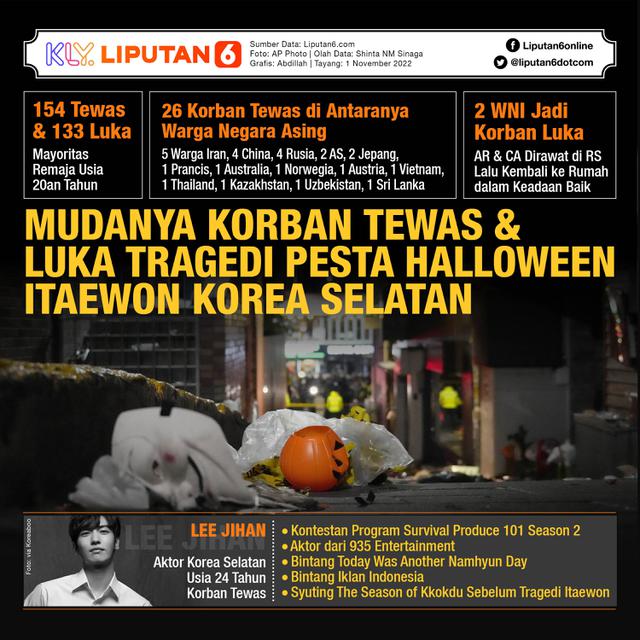 Infografis Mudanya Korban Tewas & Luka Tragedi Pesta Halloween Itaewon Korea Selatan