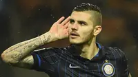 3. Mauro Icardi, menurut Daily Star, akibat gagal mendapatkan Romelu Lukaku membuat pelatih Chelsea, Antonio Conte mengincar bomber Inter Milan ini. Namun untuk mendapatkannya The Blues harus bersaing dengan Napoli juga Arsenal. (AFP/Olivier Morin)