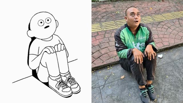 Viral 5 Potret Bapak Ojol Ini Disebut Mirip Karakter Meme Si Botak Hot Liputan6 Com