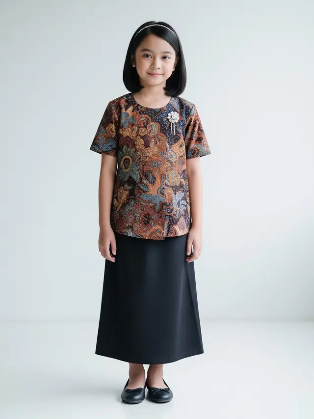 Model Atasan Batik Anak Perempuan yang Stylish Desain Kerah Bulat Anak