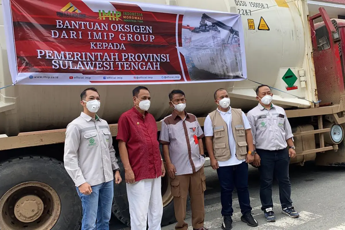 Indonesia Morowali Industrial Park memberikan bantuan 40 tok oksigen ke Pemprov Sulawesi Tengah.