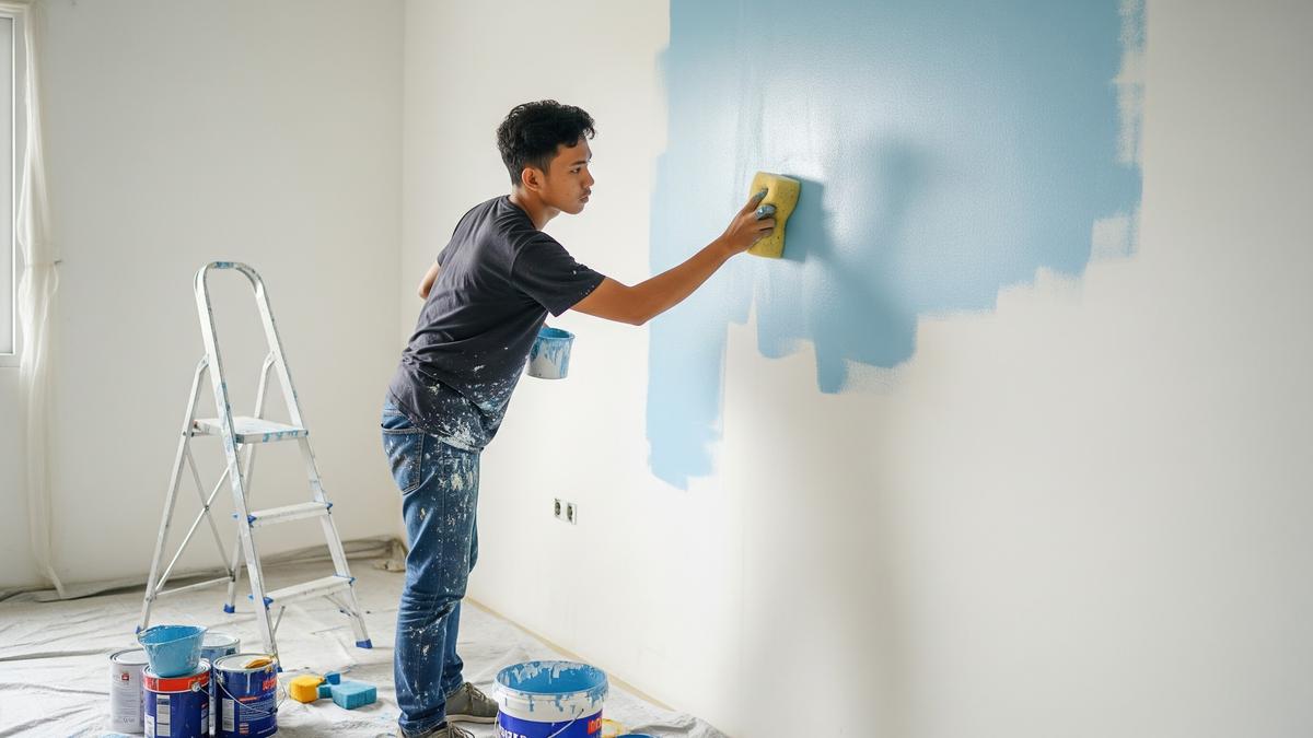 6 Cara Mengecat Ruangan dengan Spons, Sulap Tampilan Dinding Estetik dan Unik