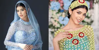 Jharna Bhagwani tampil serba biru saat menjalani serangkaian acara jelang pernikahan. [@jharnabhagwani]