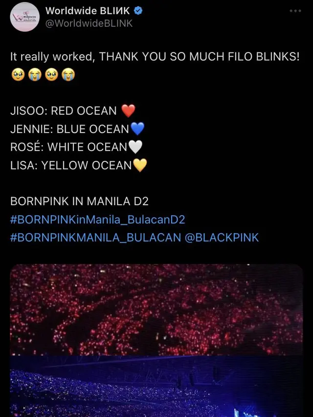 Lautan Lightstick sesuai dengan warna favorit anggota Blackpink
