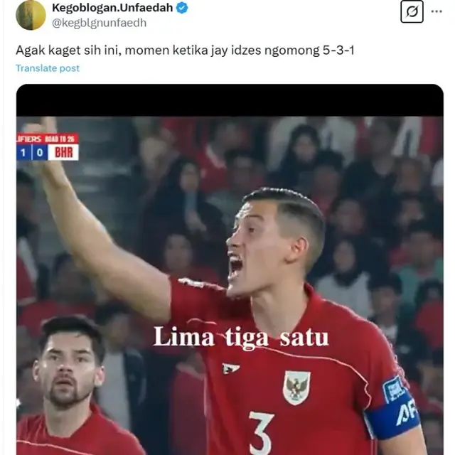 Jay Idzes Kasih Instruksi Taktik Pakai Bahasa Indonesia di Laga Timnas vs Bahrain, Warganet Heboh