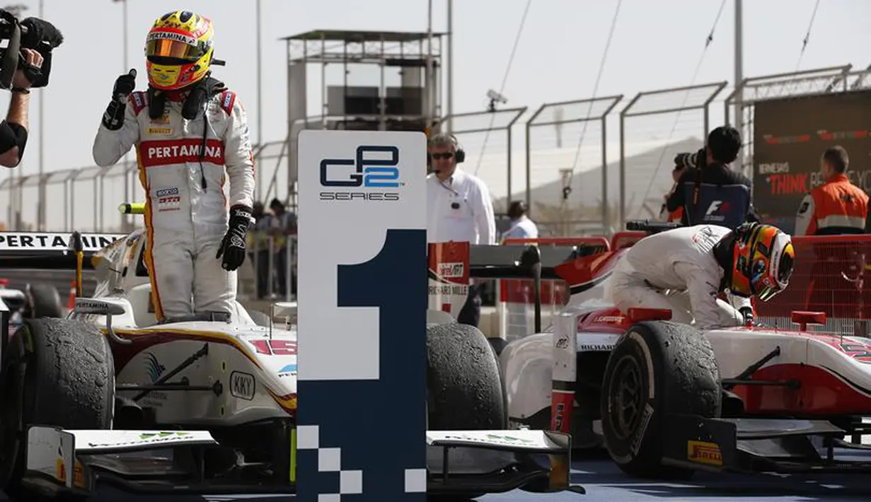 7.	Ekspresi Rio Haryanto setelah finis pertama. (photo by gp2series)