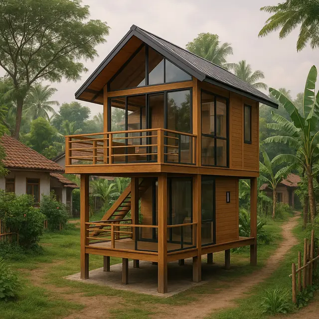 Model Rumah Sederhana tapi Indah di Kampung (Image by ChatGPT)
