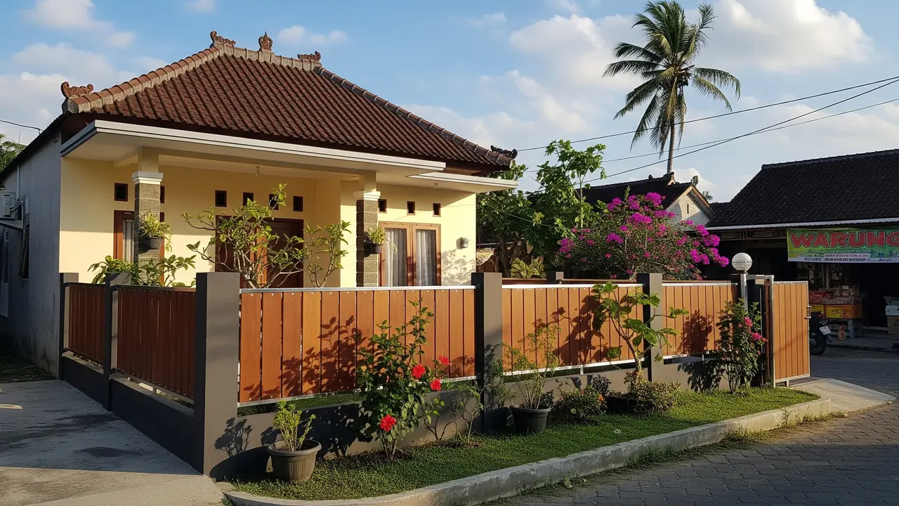 Desain Rumah Kecil Tapi Luas dengan Pagar Aluminium Motif Kayu/Ilustrasi gambar AI