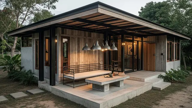 Rumah 1 Lantai dengan Tempat Santai Depan Rumah