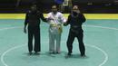 Pesilat meluapkan kebahagian usai menang saat Kejurnas Pagar Nusa di Padepokan Pencak Silat TMII, Jakarta, Minggu (6/1/2020). Sebanyak 487 pesilat dari seluruh Indonesia berpartisipasi dalam Kejurnas sekaligus Harlah ke-34 Pagar Nusa. (Bola.com/M Iqbal Ichsan)
