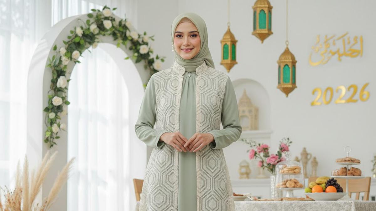 10 Model Gamis Rompi Lepas Kombinasi Brokat Tren Lebaran 2026, Tampil Mewah dan Simpel