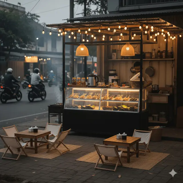Desain Warung di Rumah yang Menyatu dengan Dapur. Gemini