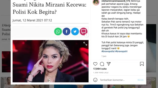 Nikita Mirzani. (Foto: Instagram @nikitamirzanimawardi_172)