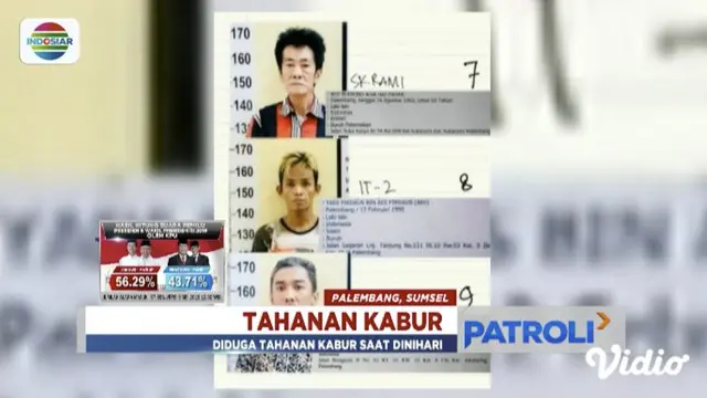 Sebanyak 30 tahanan narkoba di Polresta Palembang melarikan diri saat petugas jaga tengah tertidur.