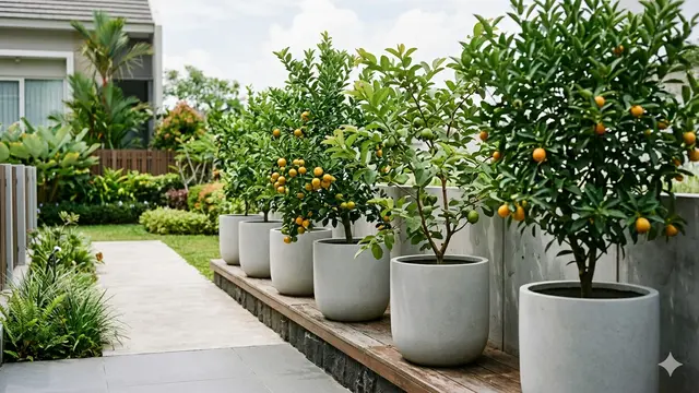 Inspirasi Desain Kebun Kecil dengan Tabulampot Buah Estetik. Gemini