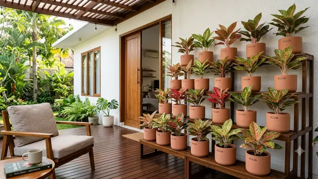 Teras Elegan dengan Aglaonema