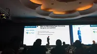 Vice President Sales APAC BBM Krisnadeep Baruah saat menjadi pembicara di Mobile Marketing Association Forum di Jakarta, Kamis (22/9/2016). (Liputan6.com/Agustin Setyo Wardani)