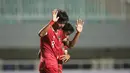 Pada kemenangan besar 14-0 itu, semua pemain Timnas Indonesia tidak melakukan selebrasi. Bahkan, Arkan Kaka sang pencetak hattrick pun menolak untuk merayakan golnya secara berlebihan. (Bola.com/Bagaskara Lazuardi)