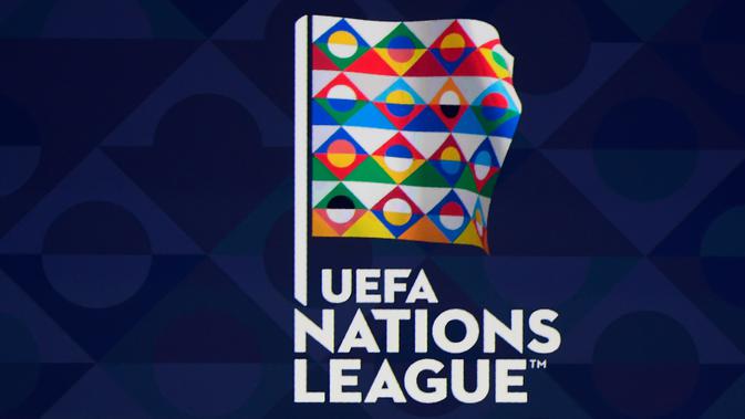 Logo Nations League pada acara undian di markas UEFA, Lausanne, Swiss, Rabu (24/1/2018). (AFP/Philippe Desmazes)
